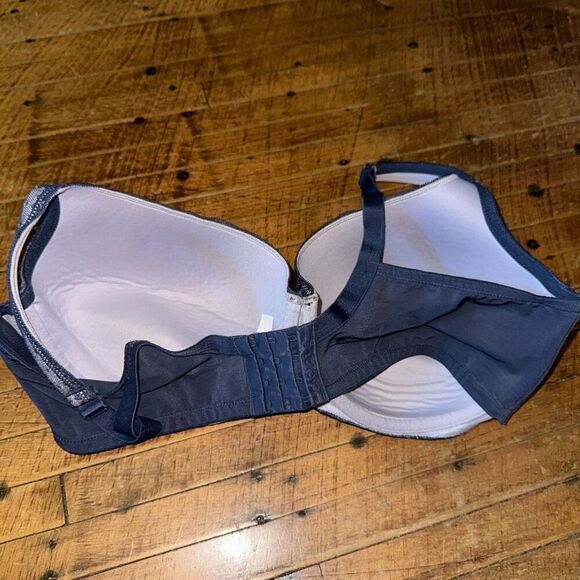 Cacique blue & gray lace lightly lined 44DDD Balconette bra - Picture 2 of 4